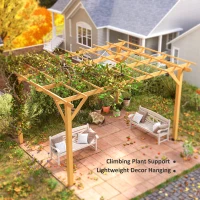 Outsunny 10' x 13' Wood Pergola, Outdoor Gazebo Grape Trellis for Climbing Plant Support, Garden, Patio, Backyard, Nature Wood(m-9)
