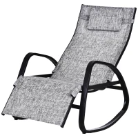 Outsunny Patio Rocking Lounge Chair Adjustable Texteline Zero Gravity Rocker Outdoor Recliner Seat w/ Pillow, Footrest(m-11)