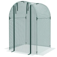 Outsunny Galvanized Steel Crop Cage, Plant Protection Tent with Zippered Door, 4' x 4', Green(m-2)