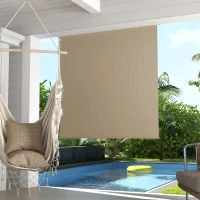 Outsunny 6' x 6' Patio Door Blinds, Outdoor Roller Shades, Cordless Roll Up Shade for Porch Gazebo, Beige(m-1)
