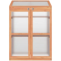 Outsunny Wooden Cold Frame Greenhouse Small Mini Planter Box, 30" L x 24" W x 44" H, Natural(m-11)