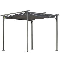 Outsunny 10' x 10' Outdoor Retractable Pergola Canopy, Metal Patio Shade Shelter for Backyard, Porch Party, Garden, Grill Gazebo, Gray(m-11)