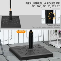 Outsunny 42lbs Resin Patio Umbrella Base, 20" Square Outdoor Umbrella Stand Holder for Parasol Poles 1.26", 1.5", and 1.9" Dia, Black(m-4)