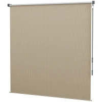 Outsunny 6' x 6' Patio Door Blinds, Outdoor Roller Shades, Cordless Roll Up Shade for Porch Gazebo, Beige(m-2)