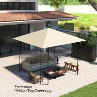 Outsunny 10' x 10' Gazebo Canopy Replacement Cover, Garden Gazebo Roof Replacement, UPF30+, TOP COVER ONLY, Cream White(m-7)