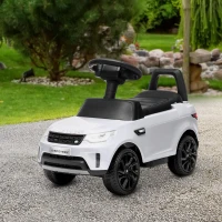 Qaba 2 in 1 6V Land Rover Licensed Electric Car for Kids, Sliding Car with Music Horn Headlights, for 18-60 Months White(m-8)