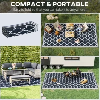 Outsunny Reversible Outdoor RV Rug, 9' x 18' Patio Floor Mat, Plastic Straw Rug for Backyard, Deck, Picnic, Beach, Camping, Dark Blue and White(m-4)