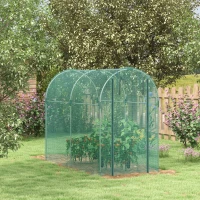Outsunny Galvanized Steel Crop Cage, Plant Protection Tent with Zippered Door, 4' x 8', Green(m-1)