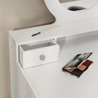 Qaba Kids Vanity Set, Children Makeup Table with Mirror, Stool and Storage Drawers, for Ages 3-8, White(m-9)