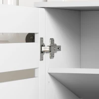 HOMCOM Narrow Shoe Cabinet with Slatted Doors, Adjustable Shelves for 20 Pairs of Shoes, Shoe Cabinet for Entryway, White(m-10)