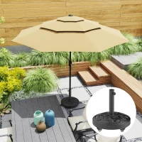 Outsunny Round Patio Umbrella Base, 46 lbs Resin Umbrella Base with Wheels, Outdoor Umbrella Stand for 1.3"/1.5"/1.9" Umbrella Poles for Outdoor, Lawn, Poolside, Black(m-10)