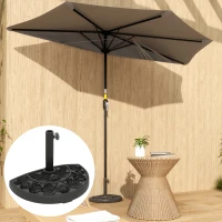 Outsunny 21 lbs Resin Half Umbrella Base, Concrete Half Umbrella Stand Outdoor Umbrella Base with Flower-Leaf Design, Patio Umbrella Stand for Outdoor Lawn Poolside, Black(m-7)
