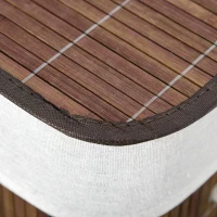 HOMCOM Bamboo Laundry Basket with Lid and String Handles, Collapsible Laundry Hamper with 2 Removable Bags, Brown(m-9)