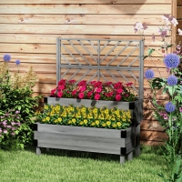 Outsunny Raised Garden Bed with Trellis, 2 Tier Wooden Elevated Planter Box  for Vegetables, Flowers, Herbs, Grey
