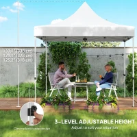 Outsunny 10' x 10' Heavy Duty Pop Up Canopy Tent w/ Sidewall, UPF50+ Instant Sun Shelter w/ Storage Pockets, Wheeled Bag, White(m-9)