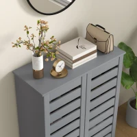 HOMCOM Shoe Storage Cabinet, Shoe Cabinet with 2 Slatted Doors for 15 Pairs of Shoes, Dark Grey(m-9)
