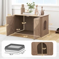PawHut Hidden Cat Litter Box Enclosure with Ventilated Door, Cat Hole, Cat Washroom, Indoor Cat House, Walnut(m-3)