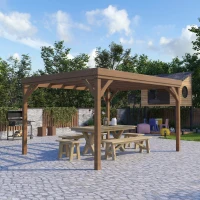 Outsunny 10' x 12' Outdoor Wooden Pergola, Grape Vine Gazebo with Concrete Anchors for Garden, Patio, Backyard, Deck, Brown(m-10)