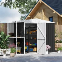 Outsunny 8 x 4ft Outdoor Garden Shed, Metal Shed with Air Vents and Lock for Backyard, Garden, Patio, Dark Gray(m-2)
