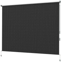 Outsunny 8' x 6' Patio Door Blinds, Outdoor Roller Shades, Cordless Roll Up Shade for Porch Gazebo, Black(m-2)