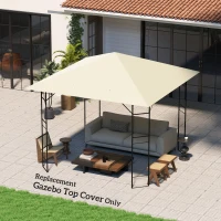 Outsunny 10' x 10' Gazebo Canopy Replacement Cover, Garden Gazebo Roof Replacement, UPF30+, TOP COVER ONLY, Cream White(m-8)