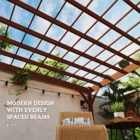 Outsunny 12' x 20' Outdoor Wooden Pergola, Grape Vine Gazebo with Concrete Anchors for Garden, Patio, Backyard, Deck, Brown(m-5)