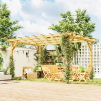 Outsunny 10' x 13' Wood Pergola, Outdoor Gazebo Grape Trellis for Climbing Plant Support, Garden, Patio, Backyard, Nature Wood