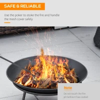 Outsunny Fire Pit with Poker, Garden Fire Brazier Patio Heater Log Wood Burner for Outdoor Camping Bonfire, Black(m-5)