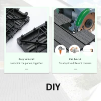 Outsunny WPC Interlocking Deck Tiles, 11 Pack 12" x 12" Outdoor Tiles, Tools Free Assembly, Waterproof and Non-slip Patio Flooring, Grey(m-6)