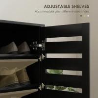 HOMCOM Shoe Storage Cabinet, Shoe Cabinet with 2 Slatted Doors for 15 Pairs of Shoes, Black(m-6)