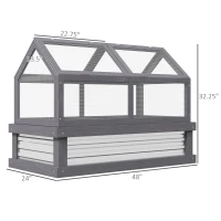 Outsunny Raised Garden Flower Bed Kit w/ Greenhouse, Wooden Cold Frame Planter, Gray(m-3)