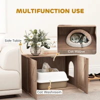 PawHut Hidden Cat Litter Box Enclosure with Ventilated Door, Cat Hole, Cat Washroom, Indoor Cat House, Walnut(m-4)