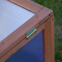 Outsunny Wooden Cold Frame Greenhouse, Mini Greenhouse with Polycarbonate Board and Solid Wood Frame, Green House Cold Frame, Indoor Outdoor Terrarium Planter Box, 39" x 26" x 16", Natural(m-7)