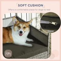 PawHut Outdoor Dog Bed with Canopy, Rattan Dog Bed with Soft Cushion Removable Cover for Medium and Large Dogs, Charcoal Gray(m-8)