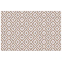 Outsunny Reversible Outdoor RV Rug, Patio Floor Mat, 6' x 9' Plastic Straw Rug for Backyard, Deck, Beach, Camping, Coffee & White(m-2)