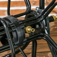 Outsunny 98 ft of 5/8" Hose Reel Cart (Hose Not Included), Garden Water Hose Carts with Wheels for Yard, Lawn, Black(m-10)