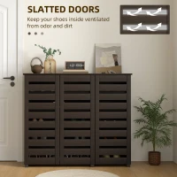HOMCOM Narrow Shoe Cabinet with Slatted Doors, Adjustable Shelves for 20 Pairs of Shoes, Shoe Cabinet for Entryway, Dark Brown(m-5)