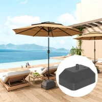 Outsunny Rectangular Plastic Fillable Patio Umbrella Base, Heavy Duty Outdoor Umbrella Stand Base, Filled Up to 53lbs with Stand or 44lbs with Water for Deck Poolside, Black(m-1)