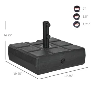 Outsunny Umbrella Stand for 1.3", 1.5", or 1.9" Umbrella Poles, Fillable Umbrella Base, Black(m-3)