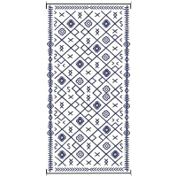 Outsunny Reversible Outdoor Rug, Waterproof Plastic Straw with Carry Bag, 9' x 18', Blue & White Rhombus