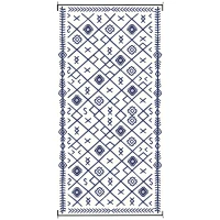 Outsunny Reversible Outdoor Rug, Waterproof Plastic Straw with Carry Bag, 9' x 18', Blue & White Rhombus(m-1)