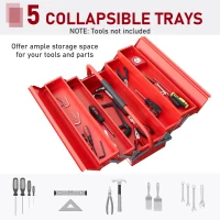 DURHAND 22" Metal Tool Box, Portable 5-Tray Cantilever Steel Tool Chest Cabinet for Garage and Warehouse, Red(m-5)