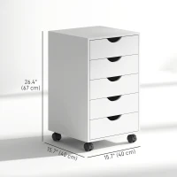 HOMCOM File Cabinet with 5 Drawer Wheels, 15.7" x 15.7" x 26.4", White(m-3)