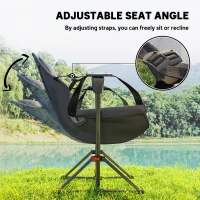 Outsunny Hammock Camping Chair Set of 2, Adjustable Back Folding Swinging Hammock Chair with Cup Holder and Padded Seat, Gray(m-4)
