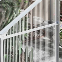 Outsunny 6' x 6' Walk-In Greenhouse, Polycarbonate Greenhouse with Sliding Door, Window, Aluminium Frame, Foundation, Silver(m-10)