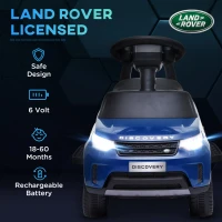 Qaba 2 in 1 6V Land Rover Licensed Electric Car for Kids, Sliding Car with Music Horn Headlights, for 18-60 Months Blue(m-5)