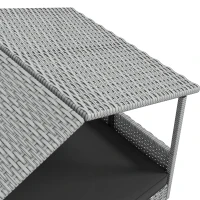 PawHut Wicker Dog House Outdoor with Canopy, Rattan Dog Bed with Water-resistant Cushion, Raised Pet Bed for Small, Medium Breeds up to 66 lbs, 20" in Length, Silver Wicker, Gray Cushion(m-9)