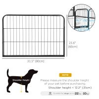 PawHut Dog Playpen, Wide 31.5"W Heavy-Duty Metal Puppy Play Pen, Pet Exercise Fences for Outside and Indoor, DIY Design with Door for Small Dogs, 8 Panels, 23.5"H(m-3)