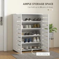 HOMCOM Shoe Storage Cabinet, Shoe Cabinet with 2 Slatted Doors for 15 Pairs of Shoes, White(m-4)