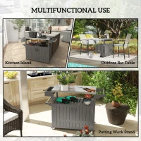 Outsunny Outdoor Bar Cart with Storage Cabinet, Stainless Steel Outdoor Bar Table Top, Wheeled HDPE Kitchen Island for Food Prep(m-9)